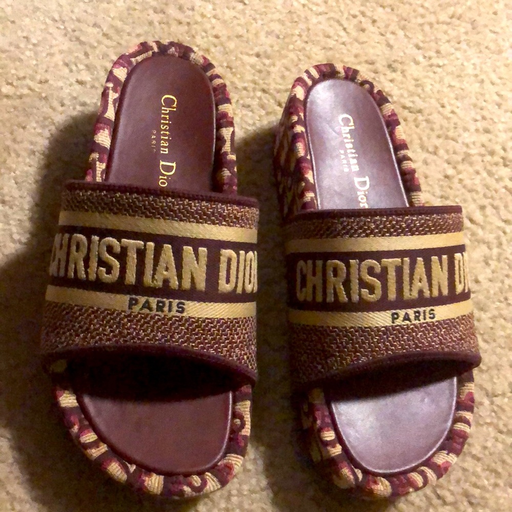Dior platform sandals size 39 burgundy